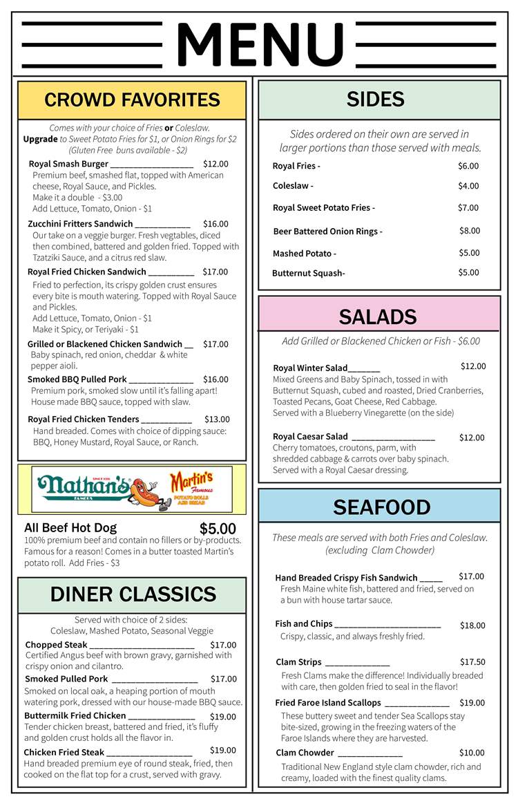 Winter Menu Page 1.